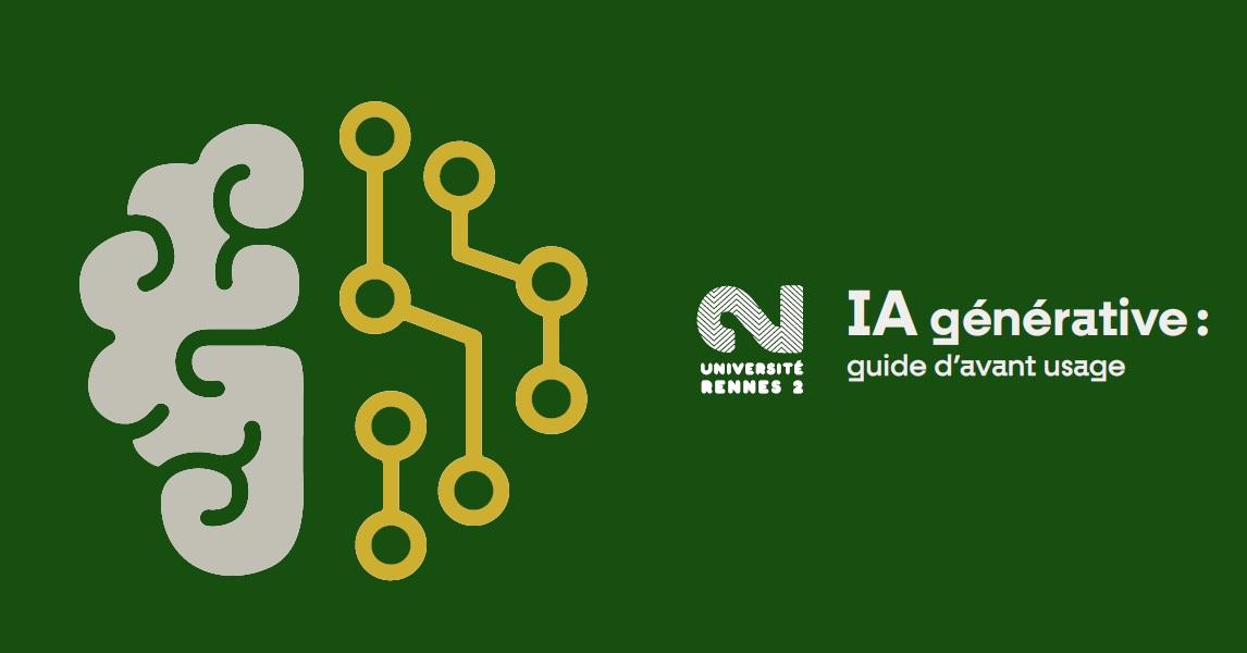 Couverture du guide d'avant usage de l'IAg représentant la moitié d'un cerveau humain et l'autre moitié étant illustrée par des circuits numériques