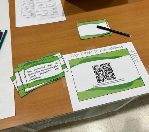 Photo de la mini-fresque de l’IA générative, mêlant affirmations et explications