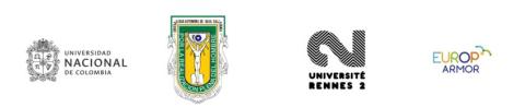 Logos de l'Univercidad nacional de Colombia, de l'université mexicaine partenaire, de l'Université Rennes 2 et d'Europ'Armor