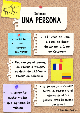 Annonce rédigée en espagnol par une étudiante française